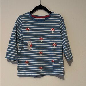 Mini Boden Blue and White Striped Long Sleeve Tee